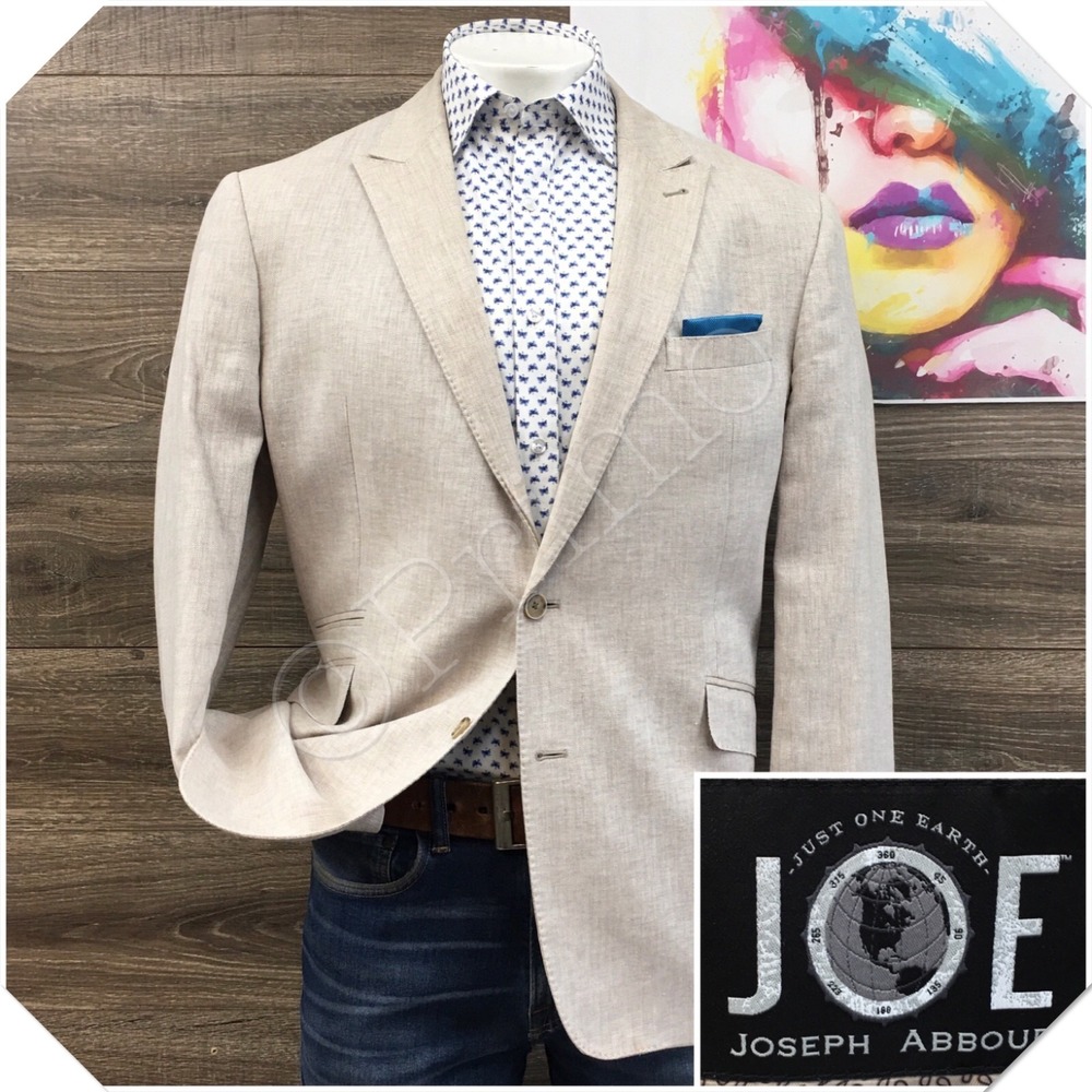 JOSEPH ABBOUD Mens Linen Cotton Blazer Sport Coat Casual Jacket Size 48L Suit